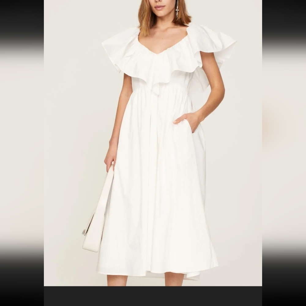 Adam Lippes‎ Collective White Eyelet Ruffle Summer Dress Size 0